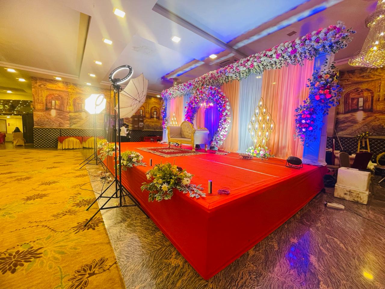 Stage decoration at best resort in Patna